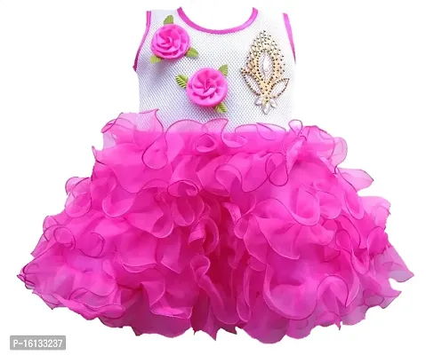 Maruf Dresses Double Floral with Golden Leaf Desing Baby Girl's Party Dress/Frock