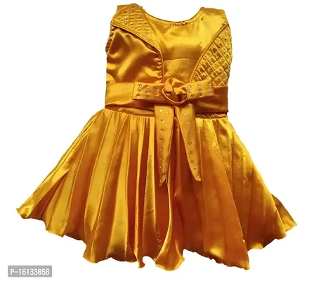 Maruf Dresses Desing Baby Girl's Party Dress | Frock | One Piece | Dress for Festival Yellow-thumb0