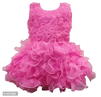 Pink Net Dress for Girls-thumb0