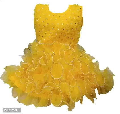 Yellow Net Dress for Girls-thumb0