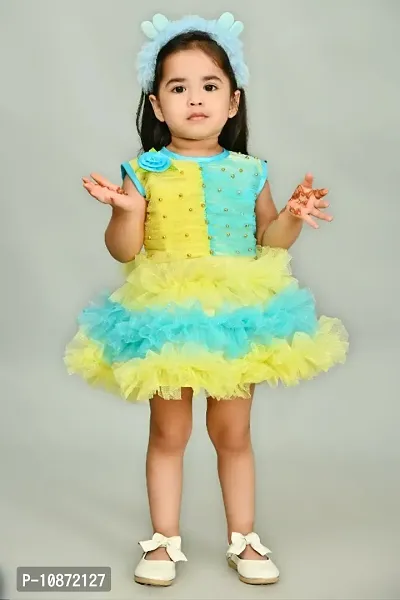 Classic Net Embellished Dress for Kids Girls