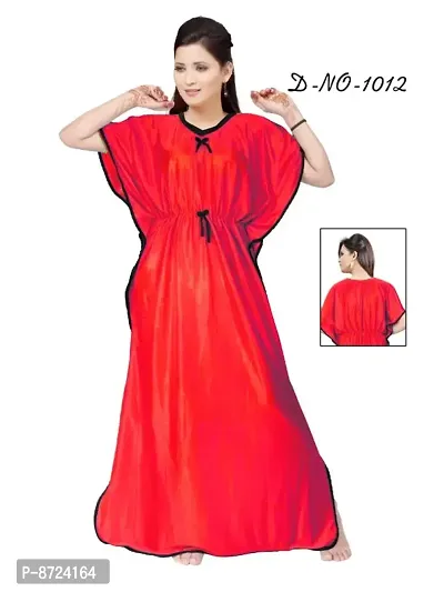 Trendy Red Kaftan Nighty (Free Size) For Women