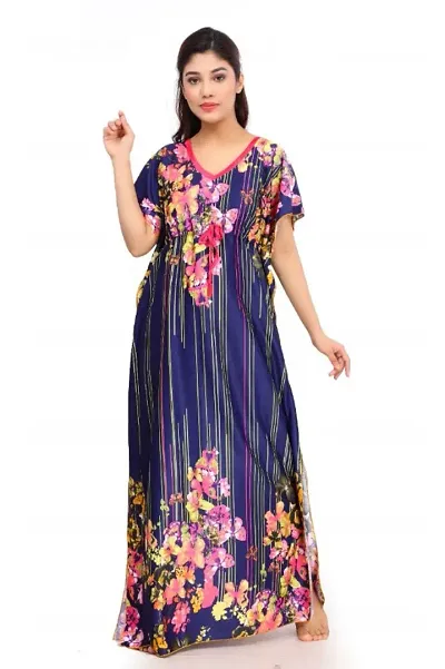 Trendy Floral Print Kaftan Night Gown For Women