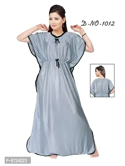 Trendy Grey Kaftan Nighty (Free Size) For Women-thumb0