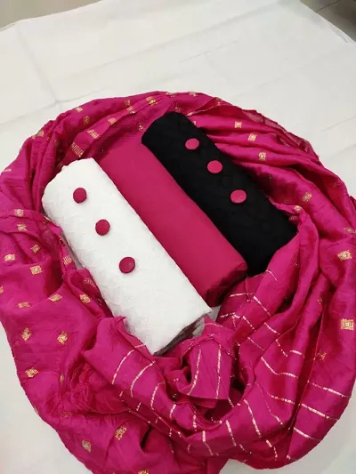 Beautiful Cotton Checked Dress Material with Dupatta