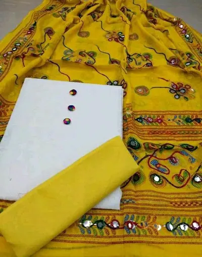 Elegant Self Design Dress Material with Dupatta For Women