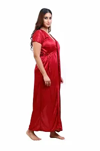 Fancy Satin 2-IN-1 Bridal Short Night Dress With Robe For Women-thumb2