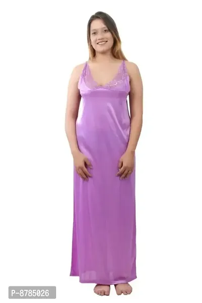 Stylish Fancy Satin Solid Sleeveless Bridal Nighty For Women Pack Of 1-thumb0
