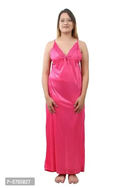 Stylish Fancy Satin Solid Sleeveless Bridal Nighty For Women Pack Of 1