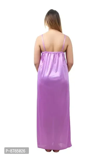 Stylish Fancy Satin Solid Sleeveless Bridal Nighty For Women Pack Of 1-thumb3