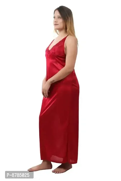 Stylish Fancy Satin Solid Sleeveless Bridal Nighty For Women Pack Of 1-thumb2