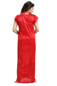 Stylish Fancy Satin Short Sleeves Bridal Short Night Dress With Robes For Women-thumb1