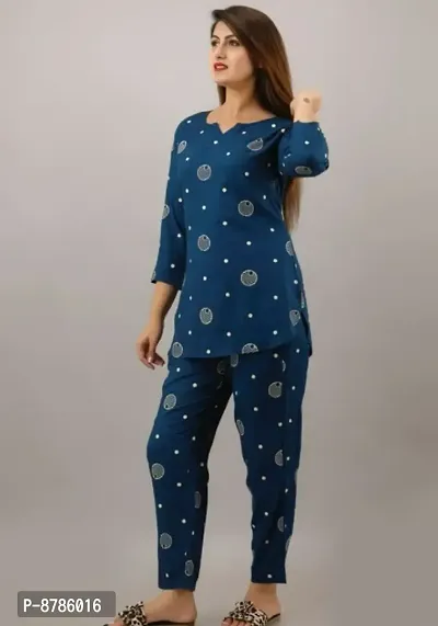 Fancy Rayon Printed Night Suit Set-thumb2