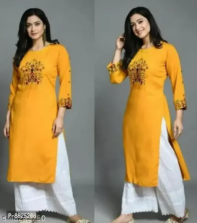 Women Rayon Embroidered Straight Kurta Bottom Set-thumb0