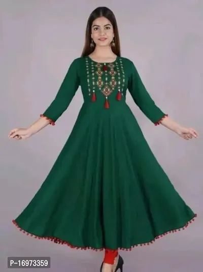 Classic Rayon Embroidered Kurti for Women's-thumb0