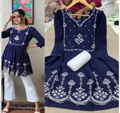 Rayon Chikankari work Kurta With Palazzo Set