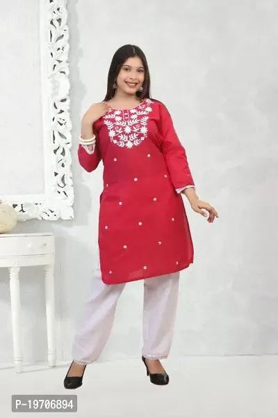 Fancy Cotton Kurta Set For Women-thumb0