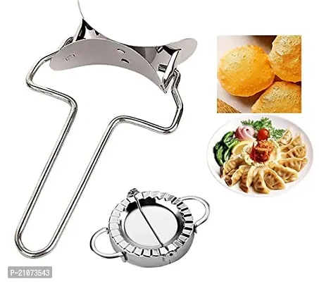 Manual Stainless Steel Puri Cutter Roller Machine With Handle  Dumpling Maker(Momos Maker) For Home Baking Tools For Women Girs,Dough Circle Roller Cutter For Kitchen,Poori Cutter Roller