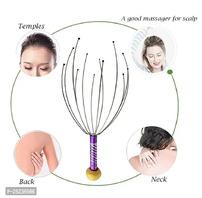 Hair Scalp Manual Massager Head massager Scalp Scratcher 12 Finger Body Relaxing Hair Massage Soft Silicone Bristles for Anti Dandruff- (Head Massager)-thumb5