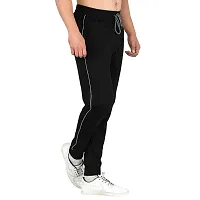 FLICKER HOODS Solid Black Track Pants-thumb3