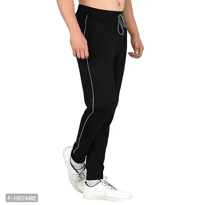 FLICKER HOODS Solid Black Track Pants-thumb4