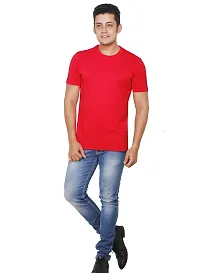 FLICKER HOODS Basic Solid Men's Half Sleeve Tee's_L Red-thumb1