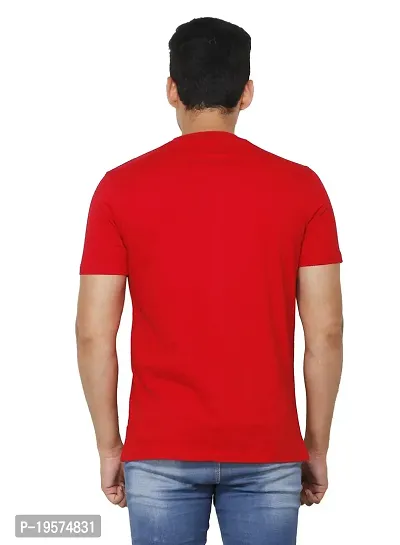 FLICKER HOODS Basic Solid Men's Half Sleeve Tee's_L Red-thumb3