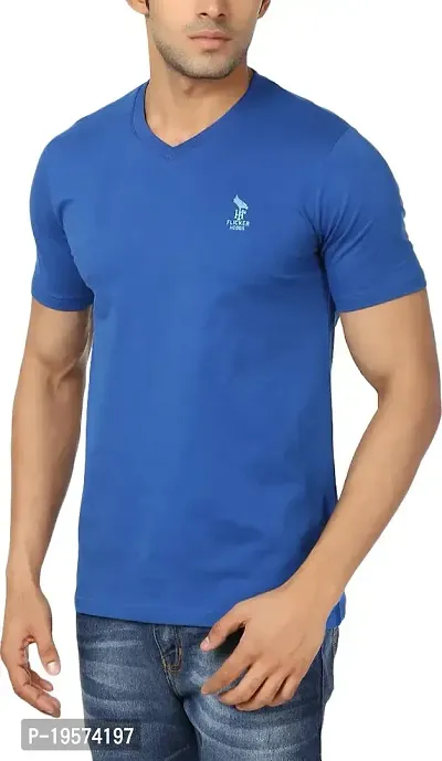 FLICKER HOODS Men's Cotton T-Shirt (CH-FL-L1201-RBL-M, Blue, Medium)-thumb3