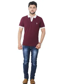 FLICKER HOODS Men's Basic Solid Half Sleeve Tee's_XL Burgandy-thumb1