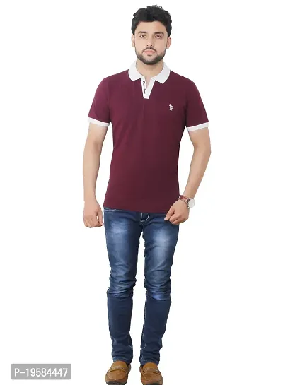 FLICKER HOODS Men's Basic Solid Half Sleeve Tee's_XL Burgandy-thumb2