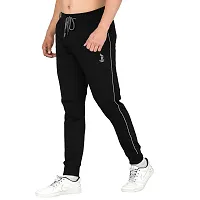 FLICKER HOODS Solid Black Track Pants-thumb2