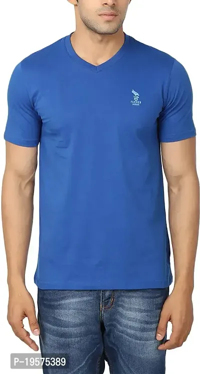 FLICKER HOODS Men's Cotton T-Shirt (CH-FL-L1201-RBL-XXL, Blue, XX-Large)
