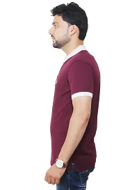 FLICKER HOODS Men's Basic Solid Half Sleeve Tee's_XL Burgandy-thumb3