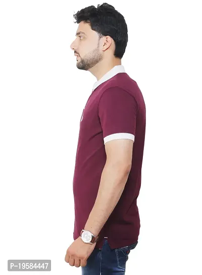 FLICKER HOODS Men's Basic Solid Half Sleeve Tee's_XL Burgandy-thumb4