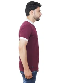 FLICKER HOODS Men's Basic Solid Half Sleeve Tee's_XL Burgandy-thumb2