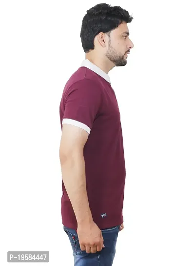 FLICKER HOODS Men's Basic Solid Half Sleeve Tee's_XL Burgandy-thumb3