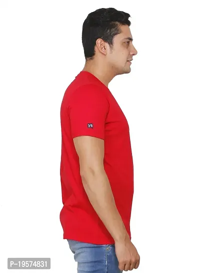 FLICKER HOODS Basic Solid Men's Half Sleeve Tee's_L Red-thumb4