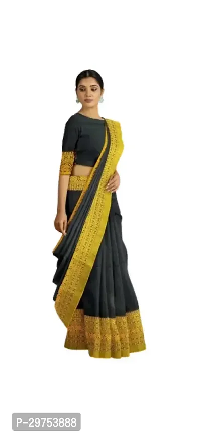 Beautiful Cotton Saree With Blouse Piece For Women-thumb0