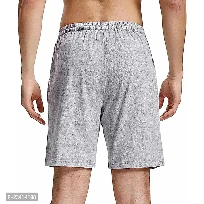 Men's Cotton Blend Black  Blue Regular Capri Shorts Half Pants Combo Pack of 3 (M)-thumb5