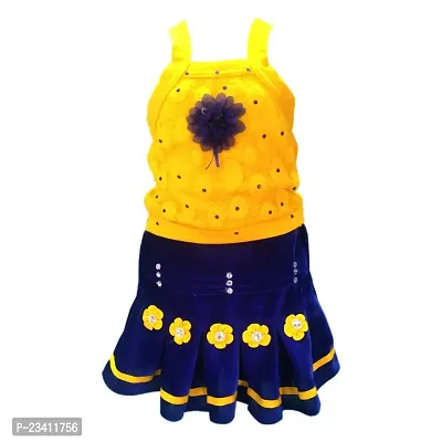 Baby Girl Velvet Casual Party Skirt and top Girls (Yellow Blue)