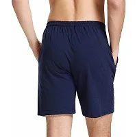Men's Cotton Blend Black  Blue Regular Capri Shorts Half Pants Combo Pack of 3 (M)-thumb1