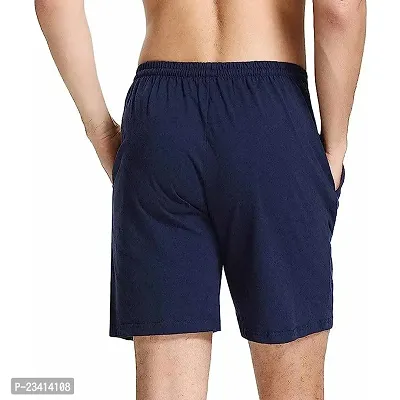 Men's Cotton Blend Black  Blue Regular Capri Shorts Half Pants Combo Pack of 3 (M)-thumb2
