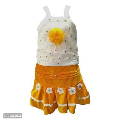 Baby Girl Velvet Casual Party Skirt and top Girls (White Yellow)