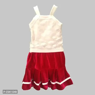 Baby Girl Velvet Casual Party Skirt and top Girls (White Pink)-thumb3