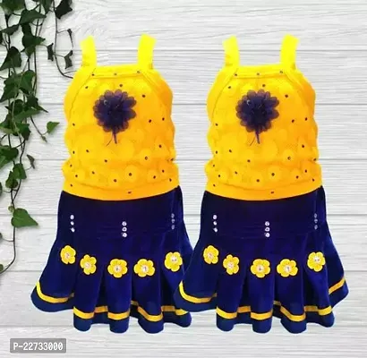 Cute Trendy Girls Blue And Yellow Top  Bottom Sets Combo