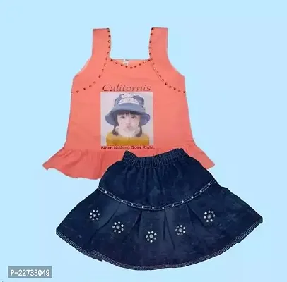 Baby Girls Orange And Blue Frock Dress