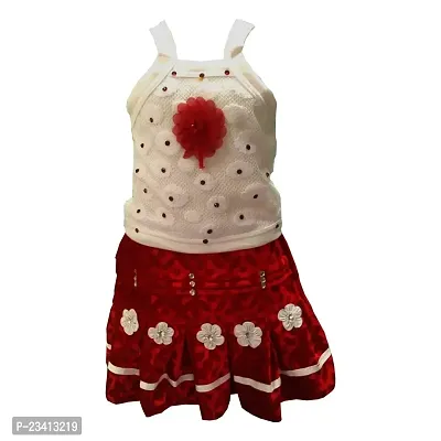 Baby Girl Velvet Casual Party Skirt and top Girls (White Red)
