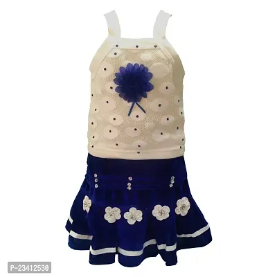 Baby Girl Velvet Casual Party Skirt and top Girls (White Blue)