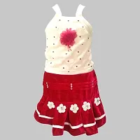 Baby Girl Velvet Casual Party Skirt and top Girls (White Pink)-thumb1