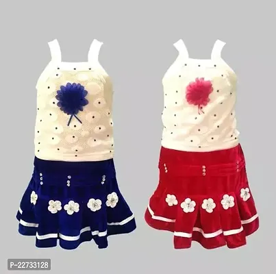 Modern Stylish Blue And Red Pack Of 2 Kids Clothing Set For Baby Girl